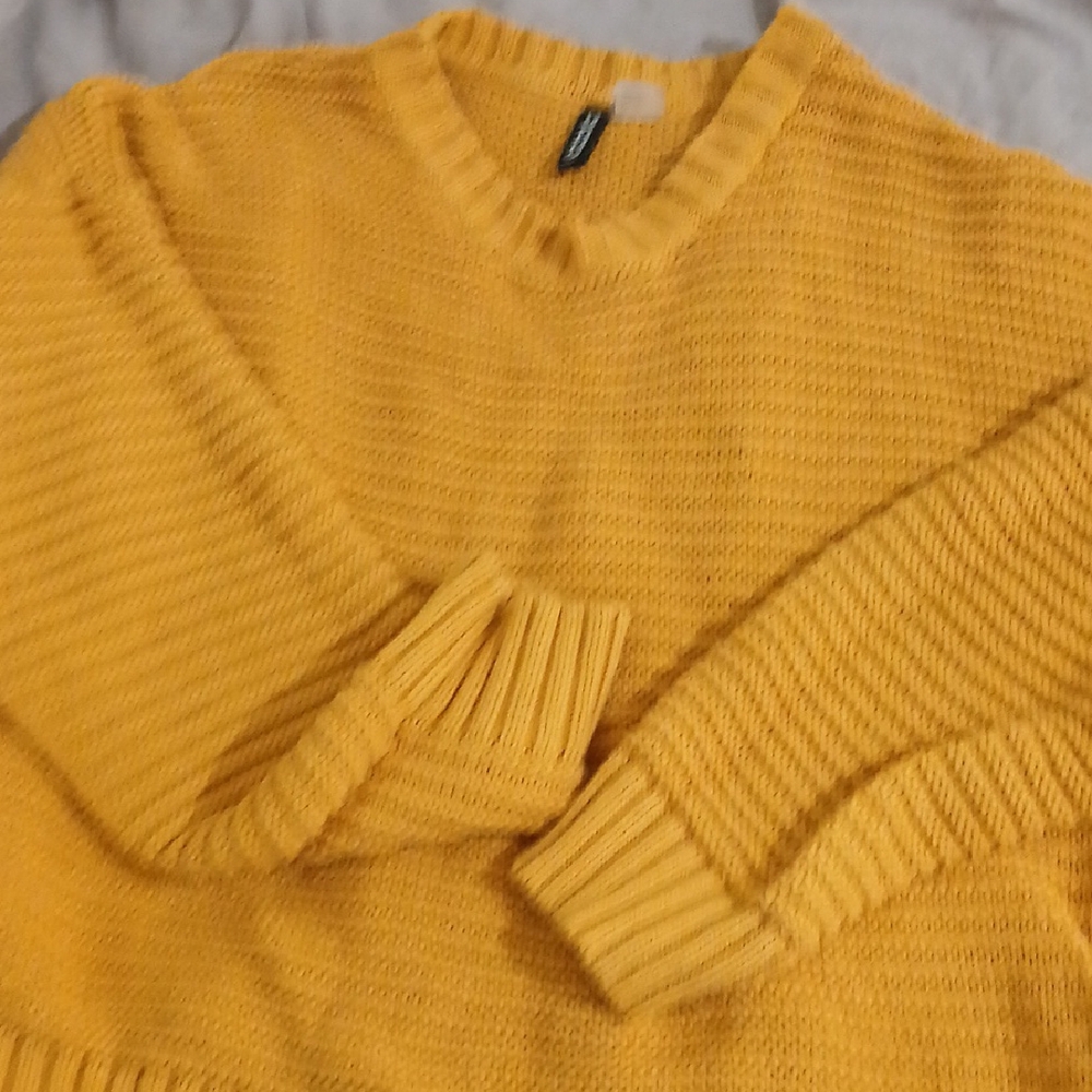 Divided Yellow Crew Neck Sweater